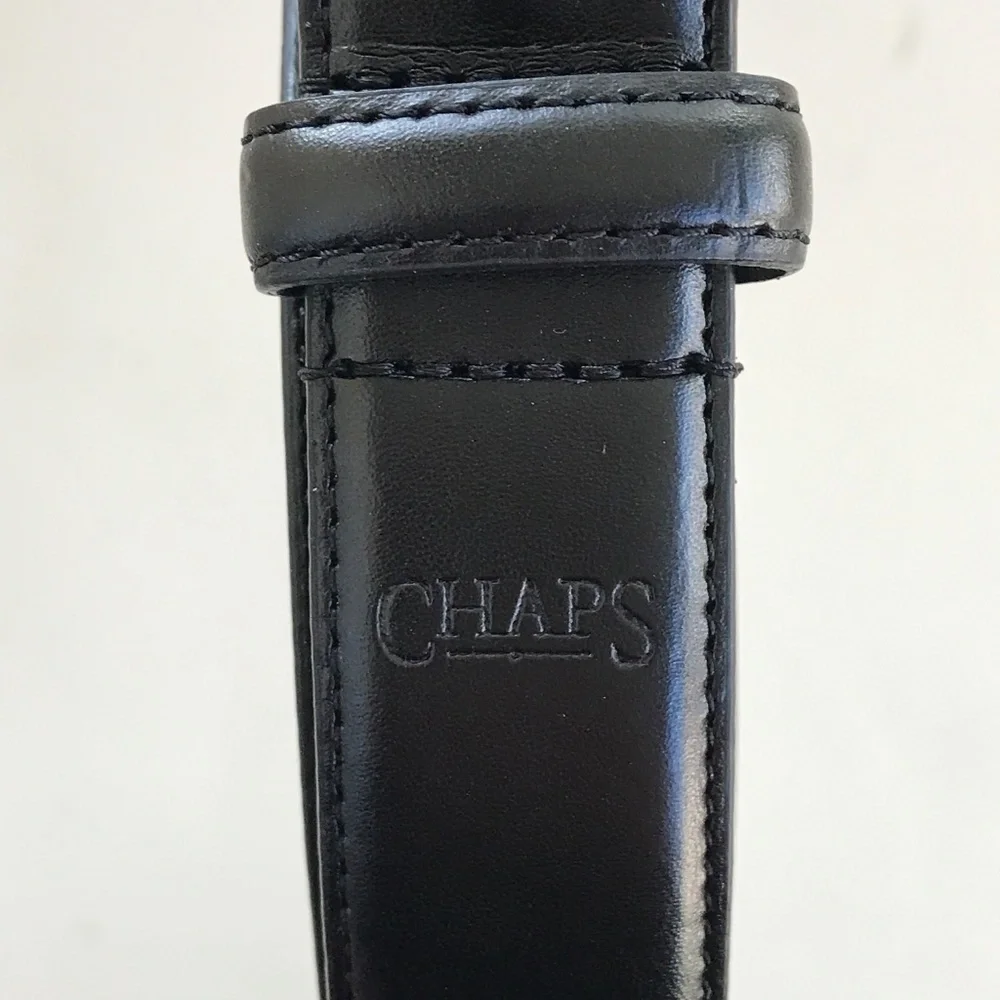 CHAPS Men’s Leather Belt Black Size 44 NWT Chaps